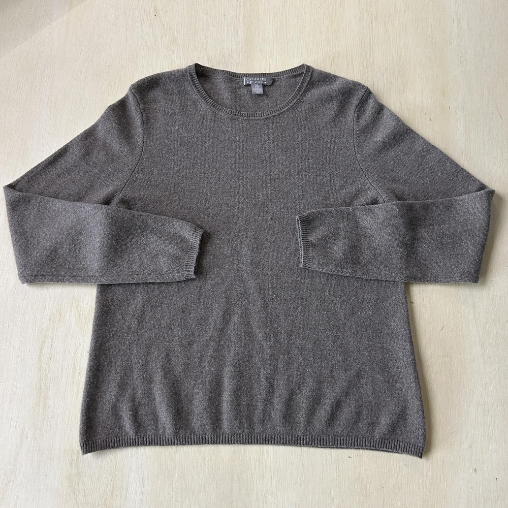 Cashmere By Charter Club Sweater Womens XL Gray Crew Neck Cashmere Pullover